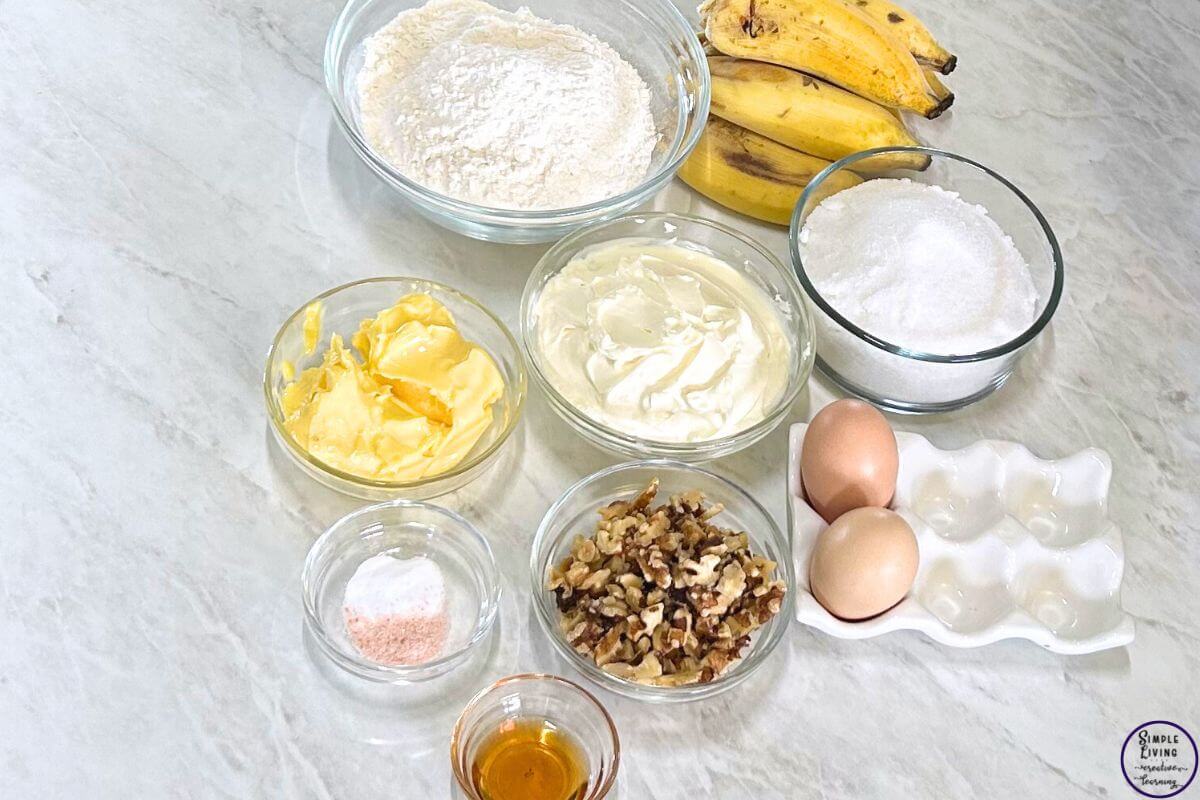 Banana Bread Bars ingredients