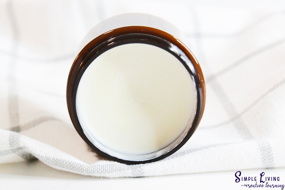 Homemade Natural Sunscreen in a glass jar ready to use