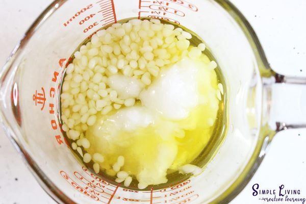 Homemade Natural Sunscreen combining the beeswax, carrier oil, coconut oil and shea butter