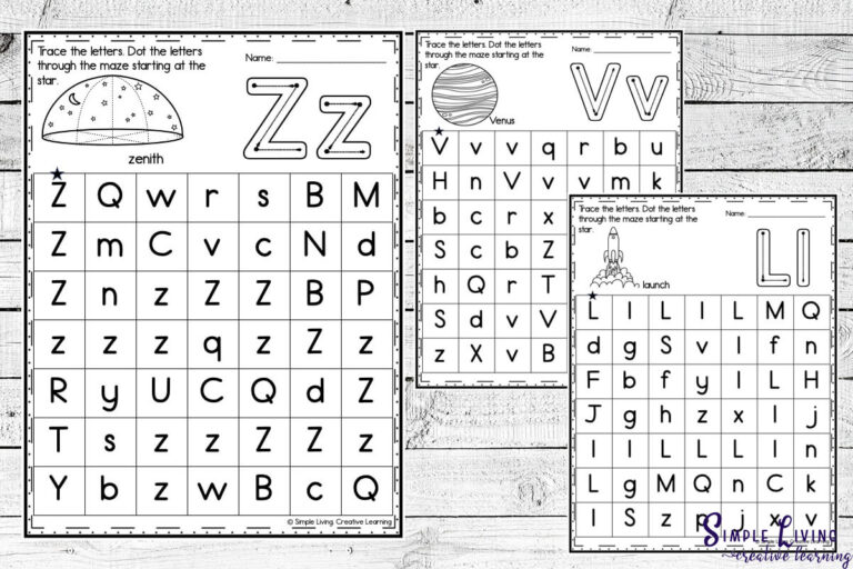 Space Letter Mazes Simple Living Creative Learning Space letter mazes simple living creative learning