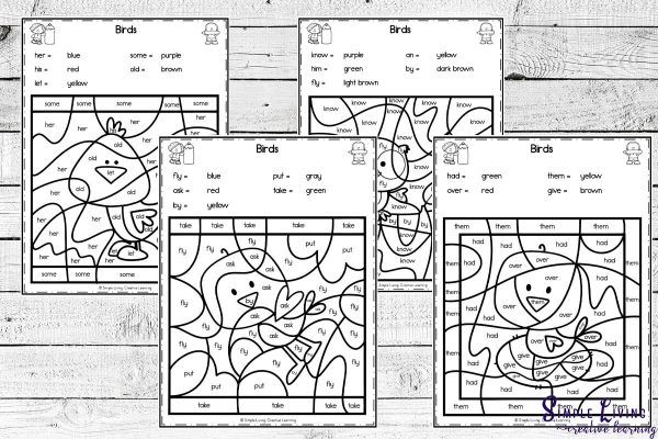 Birds Colour by Code Worksheets - Simple Living. Creative Learning