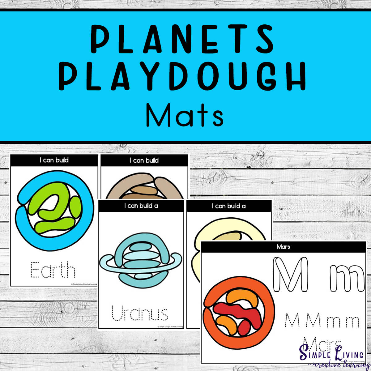 Planets Playdough Mats three colour mats