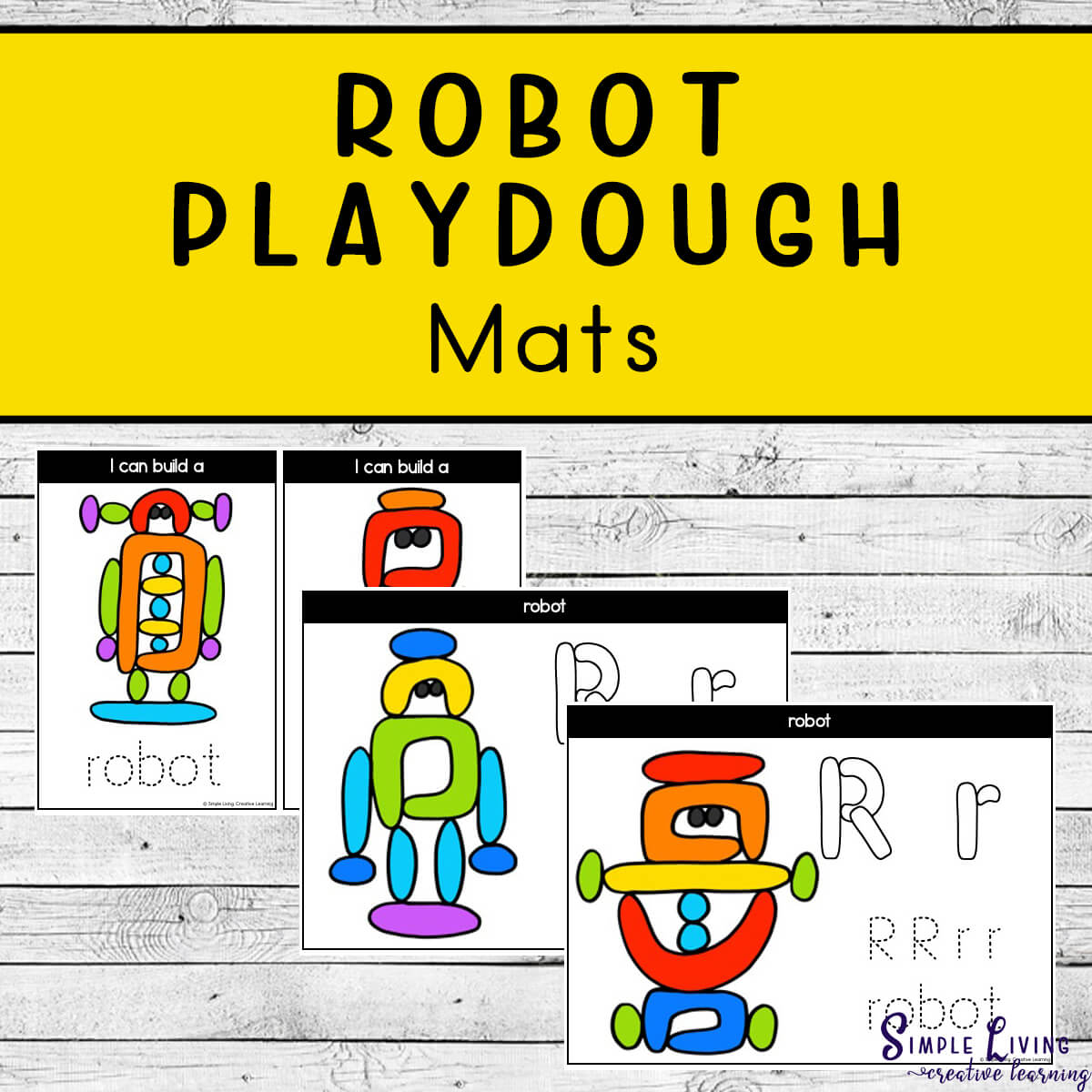 Robot Themed Playdough Mats three pages of mats in colour