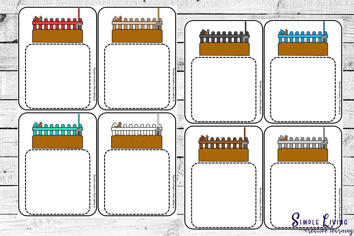 Farm Food Colour Matching Cards two pages of the main cards