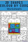 2d Shapes Colour by Code Worksheets