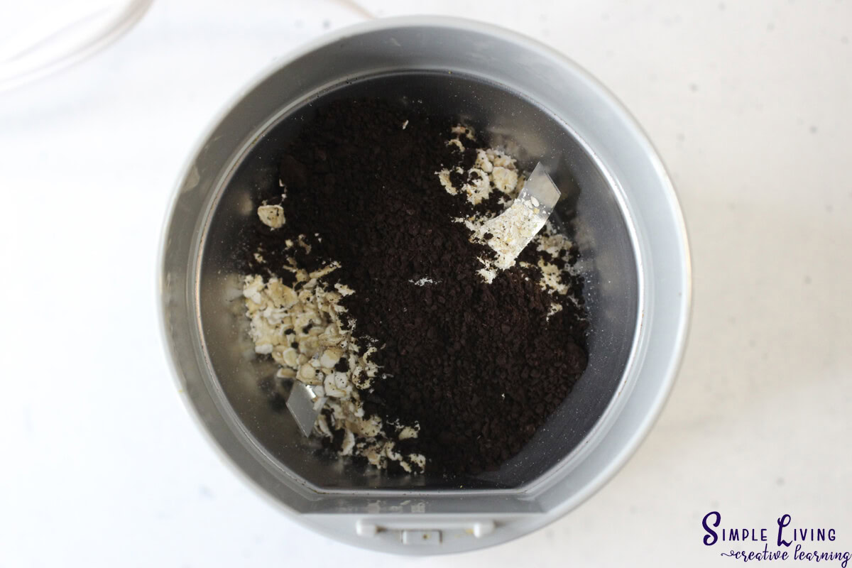 Homemade Coffee Face and Body Scrub - coffee and oatmeal in blender