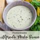 Homemade Alfredo Pesto Sauce in a grey bowl