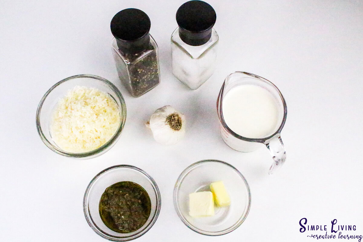 Homemade Alfredo Pesto Sauce ingredients