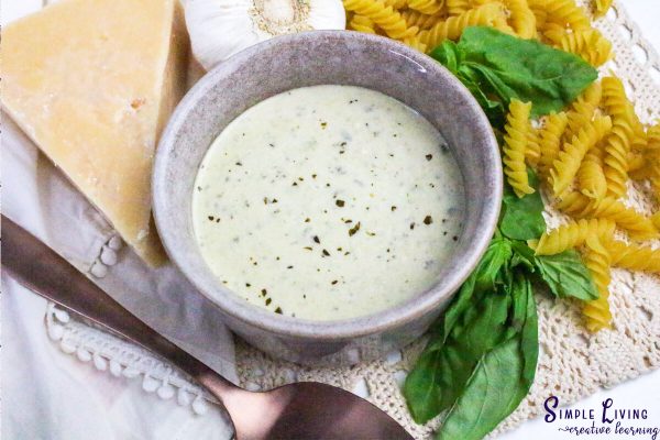 Homemade Alfredo Pesto Sauce ready to serve