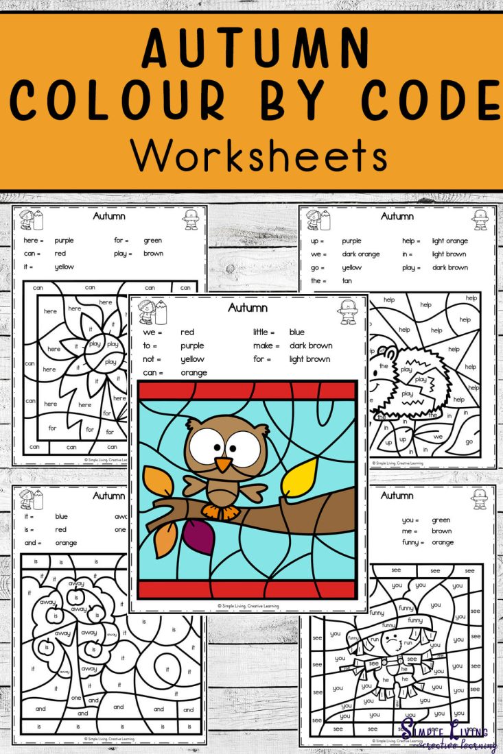 Autumn Colour By Code Worksheets - Simple Living. Creative Learning