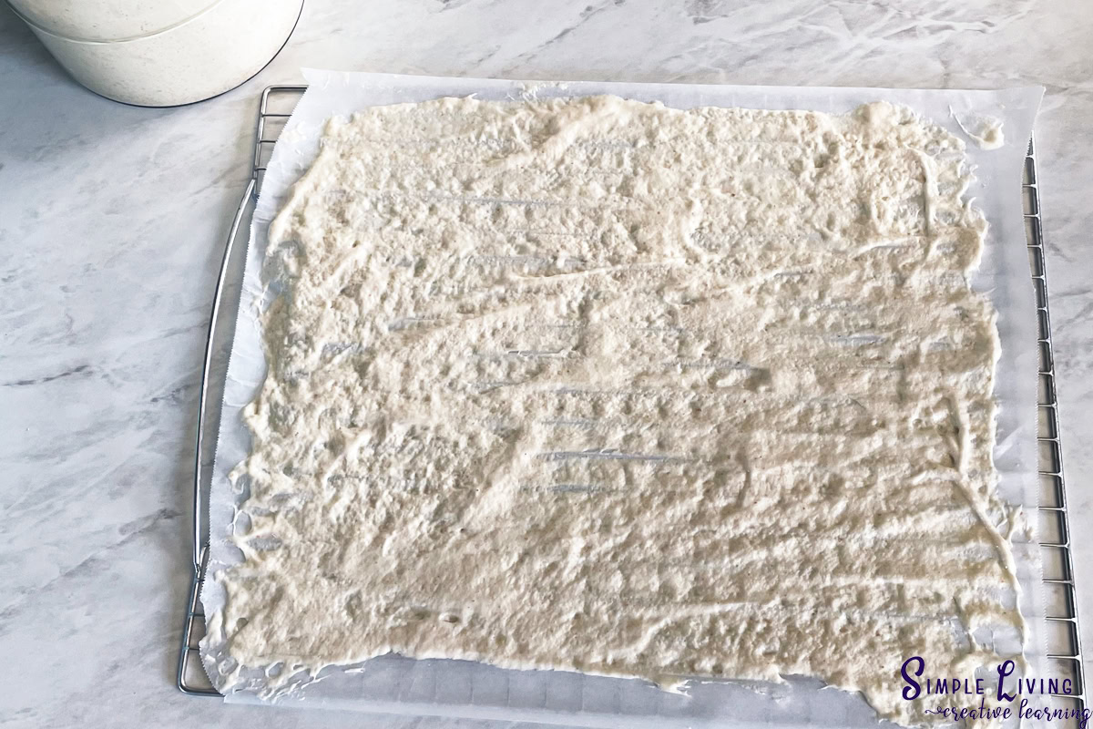 How to Dry Sourdough Starter laying ready to put in dehydrator