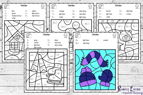 Winter Colour By Code Worksheets - Simple Living. Creative Learning
