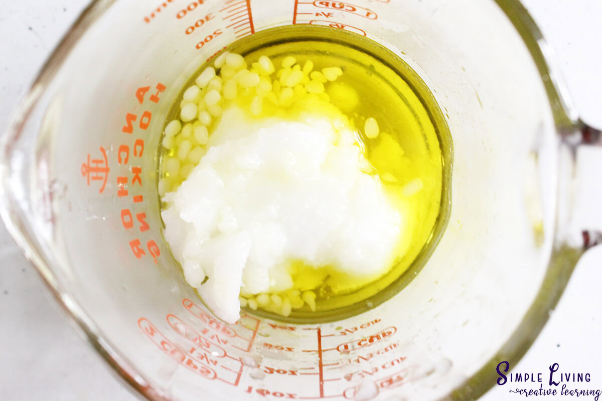 Homemade Natural Sleep Salve melting the beeswax