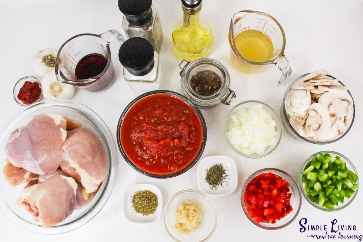 Dutch Oven Chicken Cacciatore ingredients