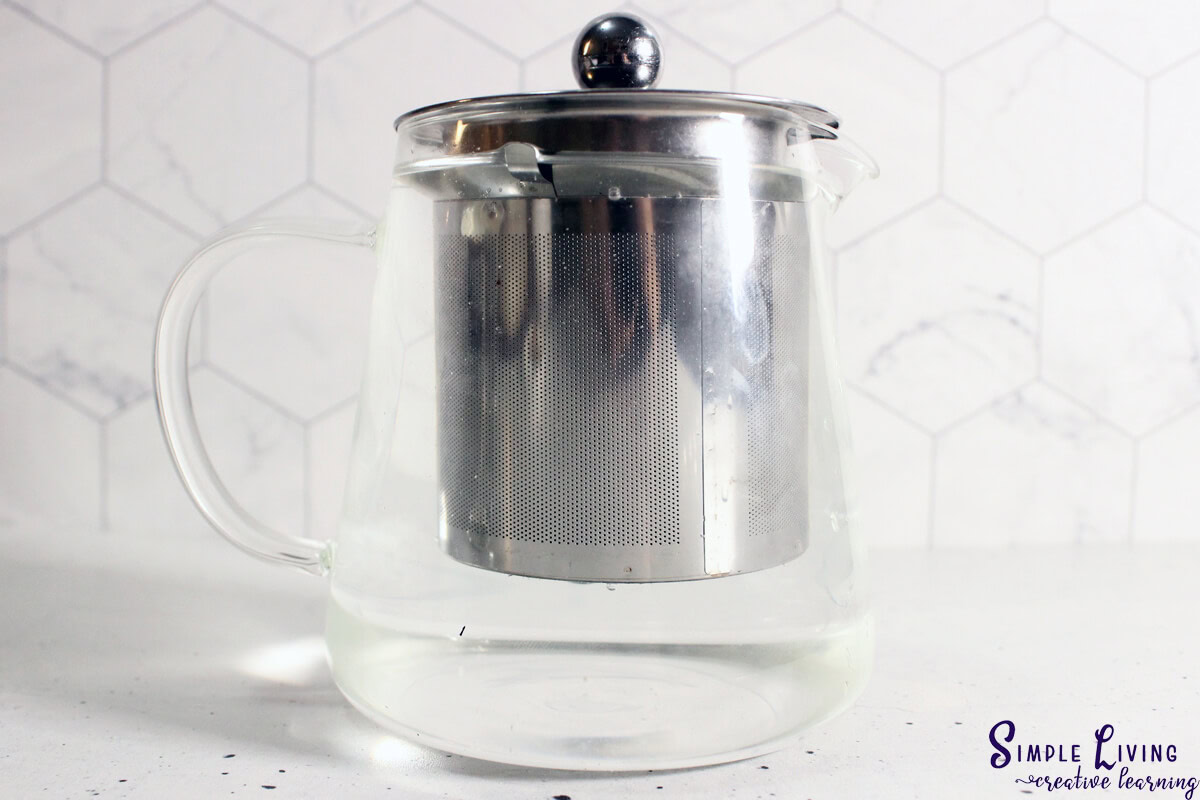 Bee Balm Tea boiling the water