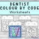 Dentist Colour by Code Worksheets four pages one coloured