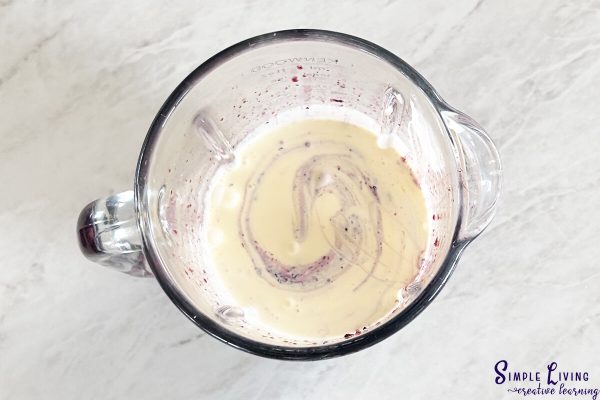 Easy Homemade Mulberry Ice Cream adding cream