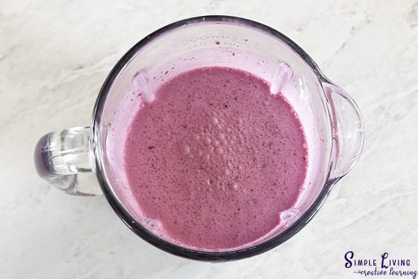 Easy Homemade Mulberry Ice Cream blended ready to freeze