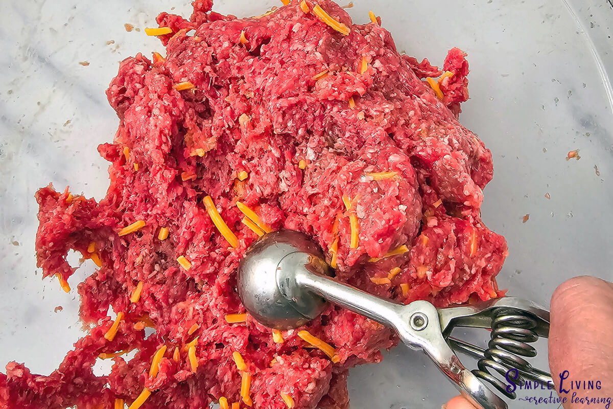Homemade Carnivore Meatballs using a cookie scoop to make balls