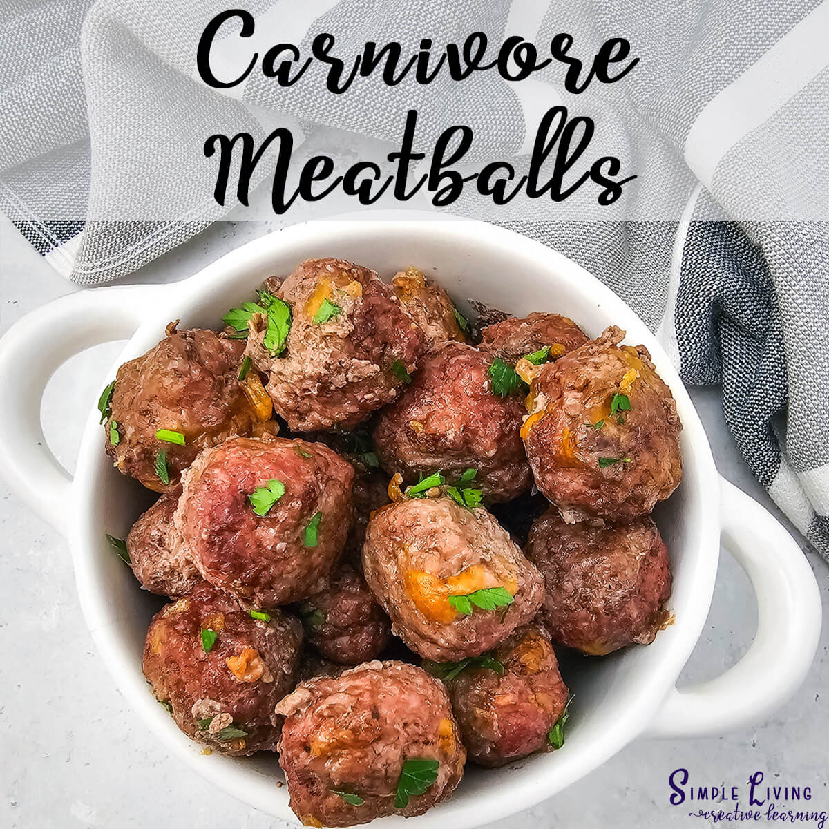 Homemade Carnivore Meatballs in a white bowl