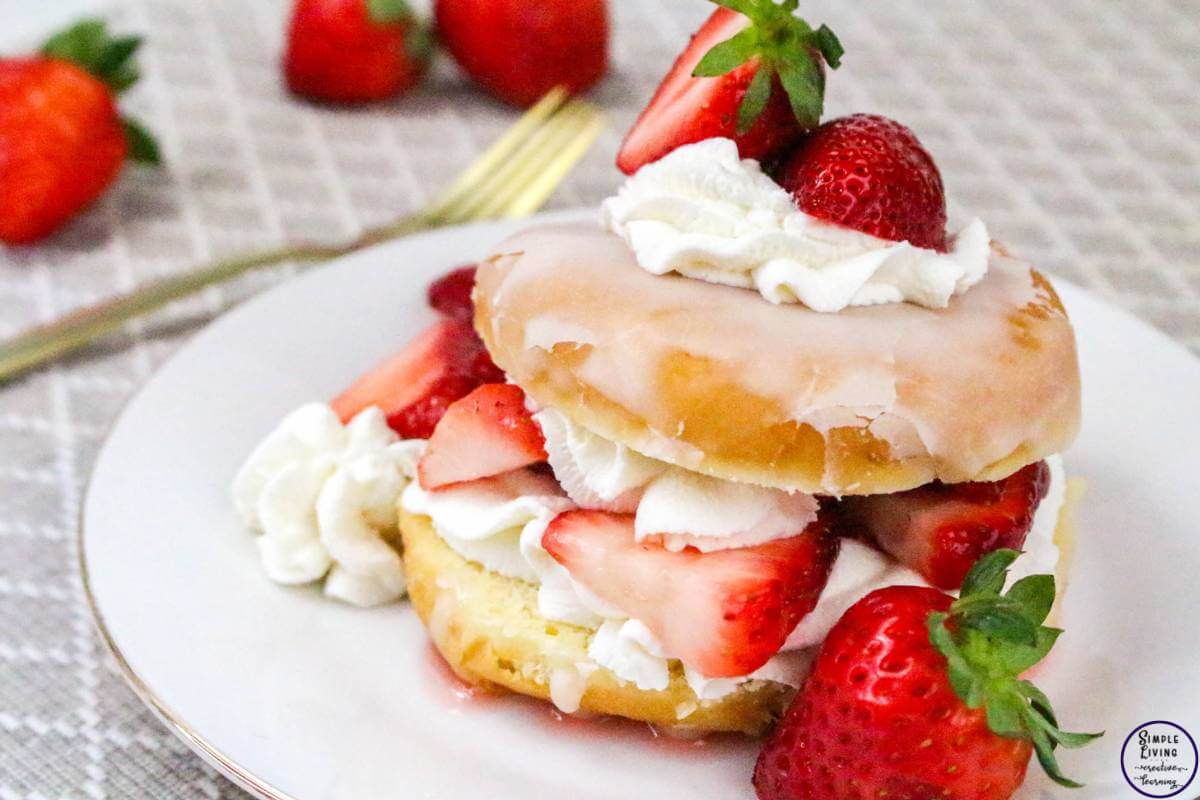 Easy Strawberry Shortcake Donuts all completed ready to enjoy