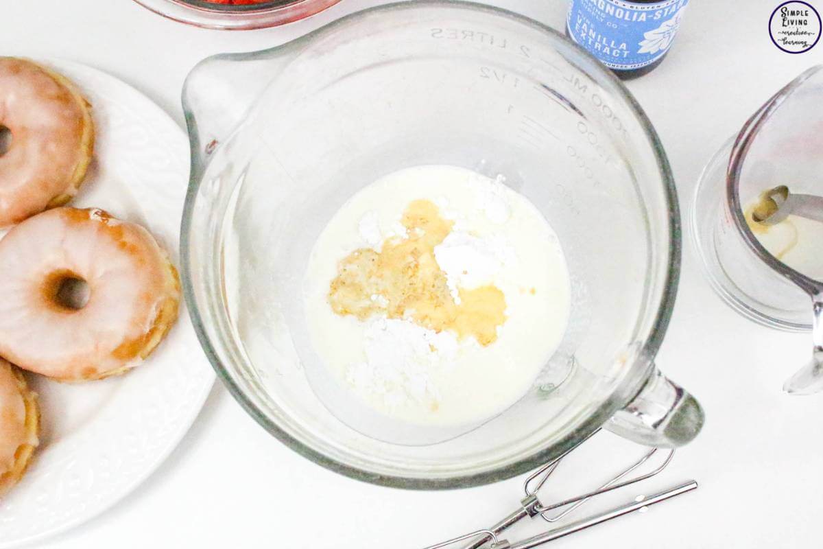 Easy Strawberry Shortcake Donuts whipping the cream