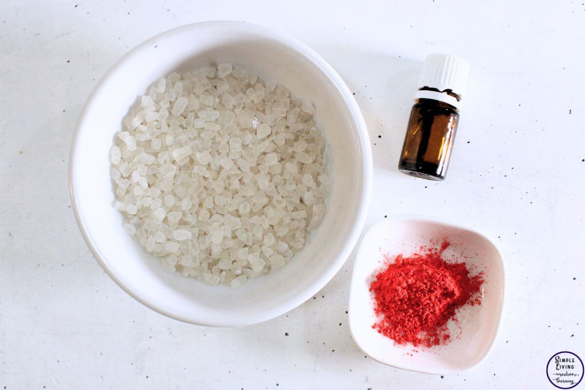 Homemade Candy Cane Bath Salts ingredients