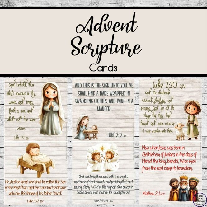 Printable Advent Scripture Cards six different cards