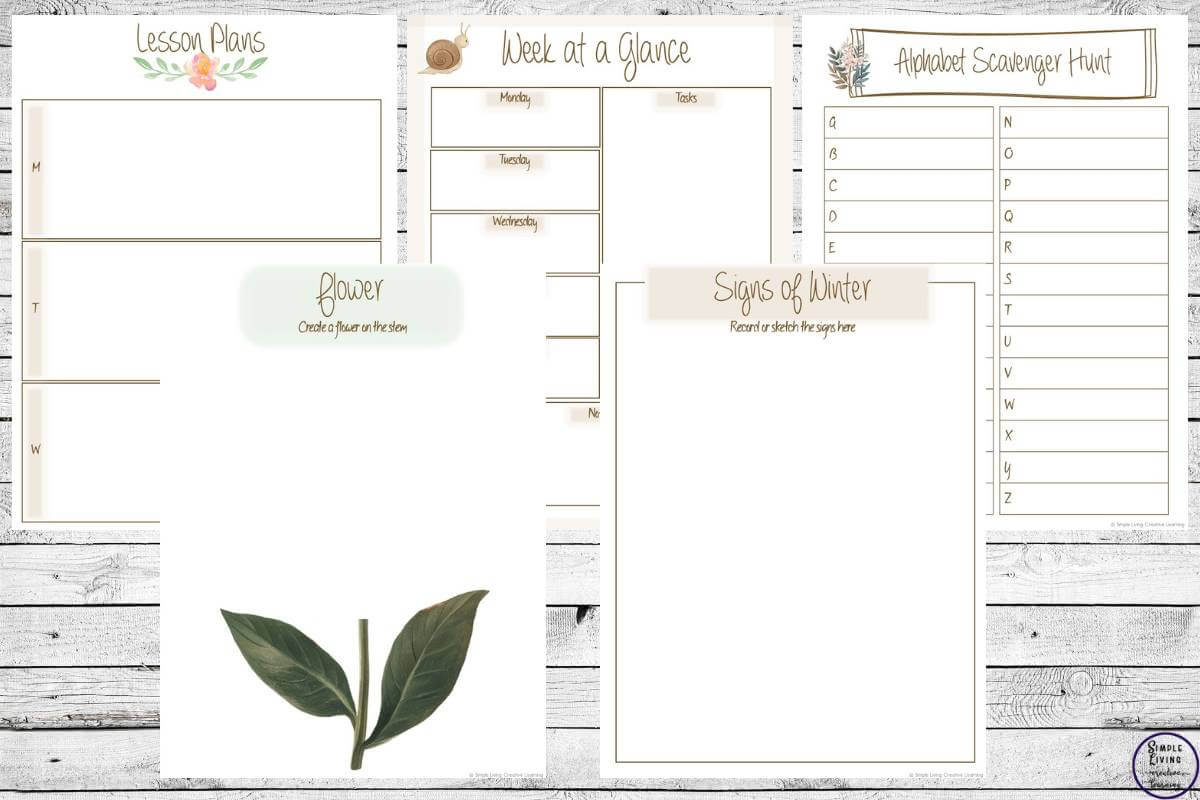 Printable Nature Journal another 5 different pages
