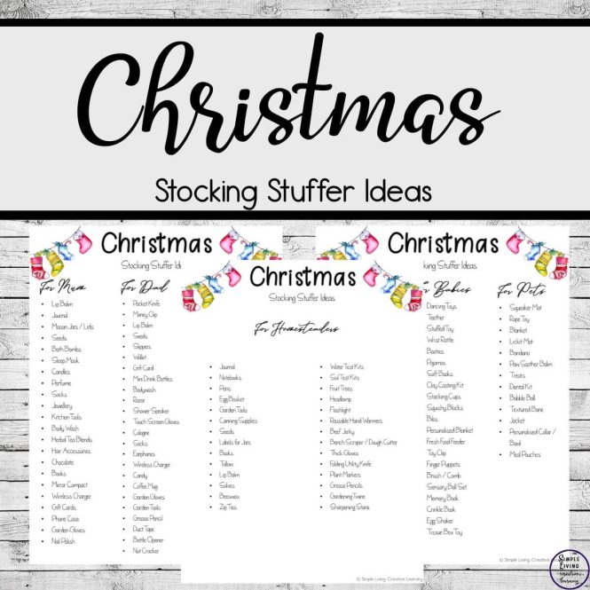 Christmas Stocking Stuffer Ideas three printable pages