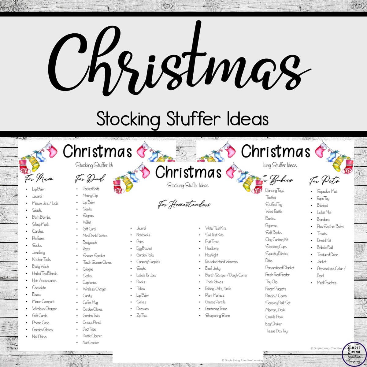 Christmas Stocking Stuffer Ideas three printable pages