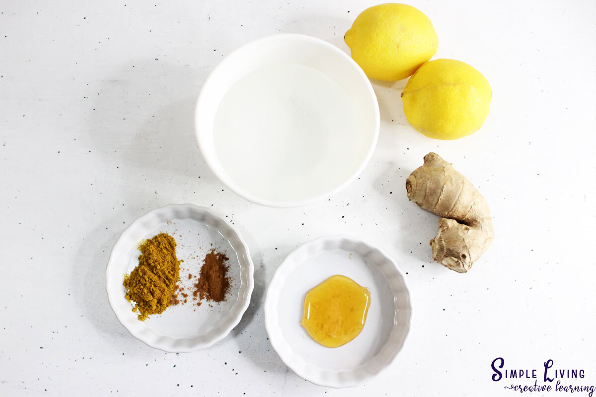 Immunity Shots With Lemon, Ginger and Turmeric ingredients