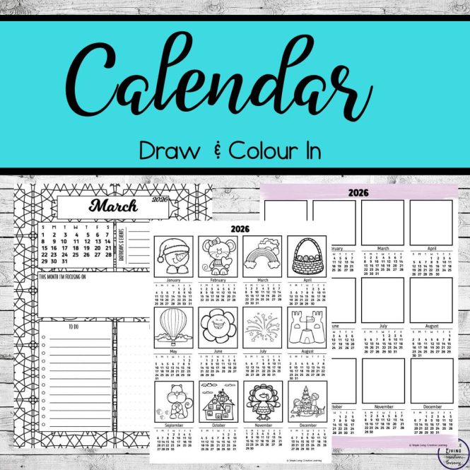 Printable Draw and Colour In Calendars three pages