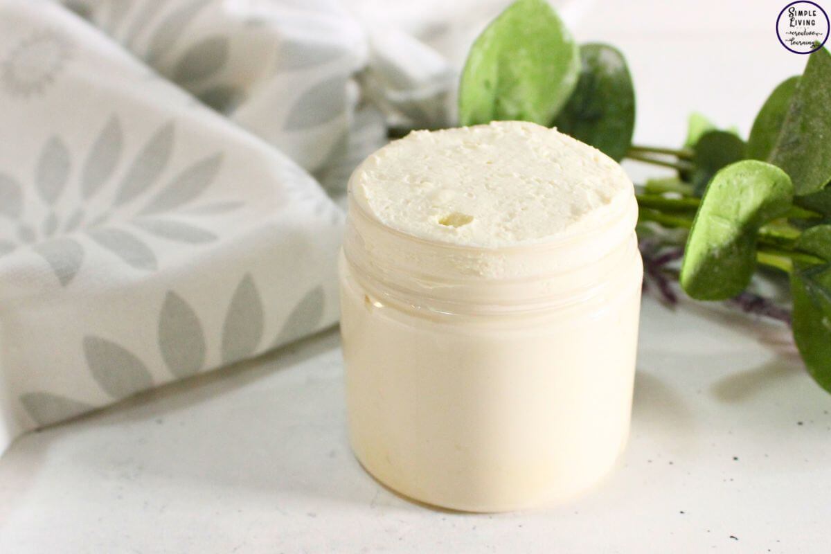 Homemade Hand Cream in a glass jar ready to use