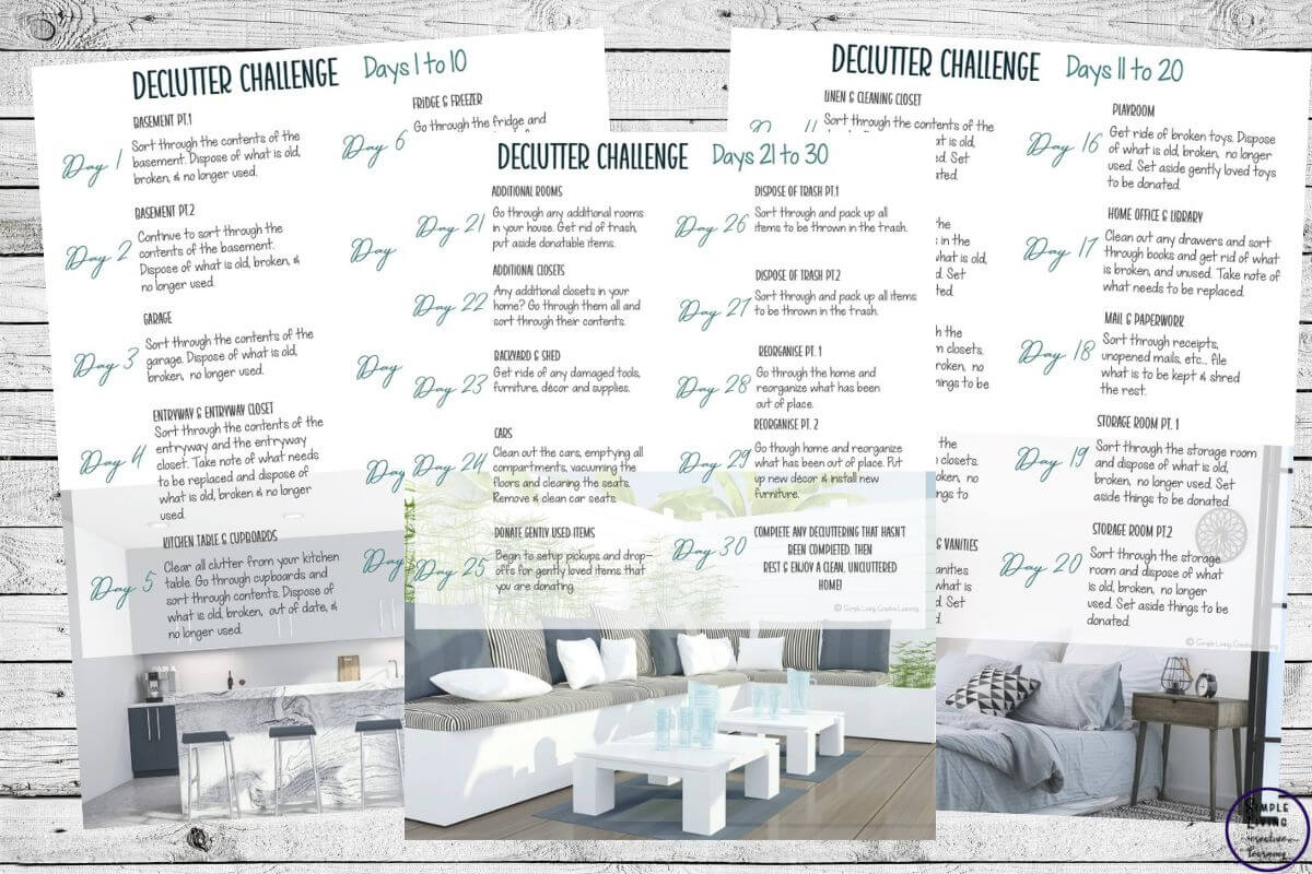 30-Day Spring Declutter Challenge the challenge pages of the ebook