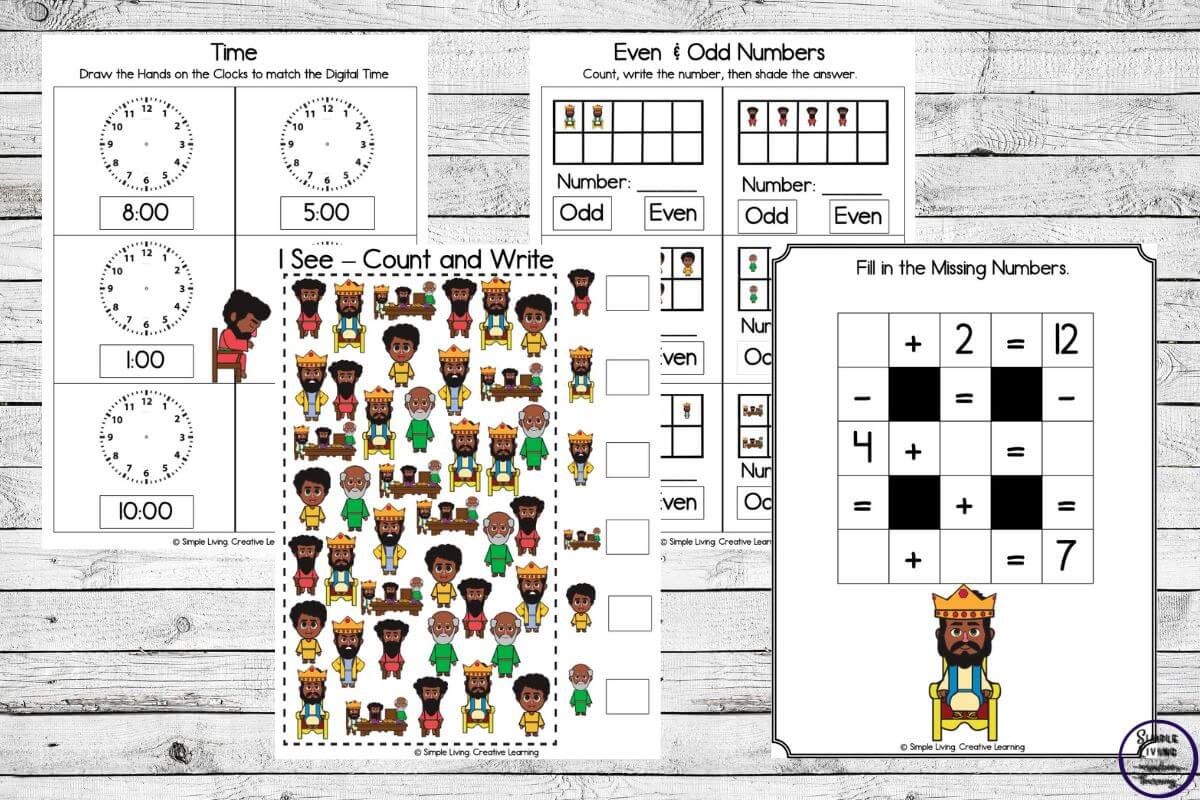 David and Mephibosheth Printables four math pages