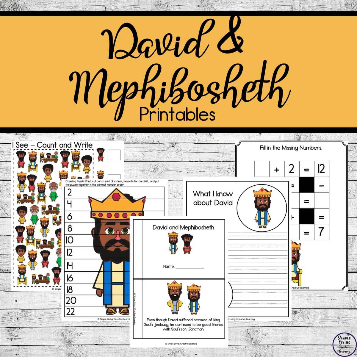 David and Mephibosheth Printables five pages