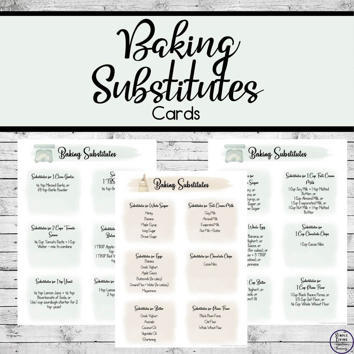 Healthy Baking Substitutes three pages