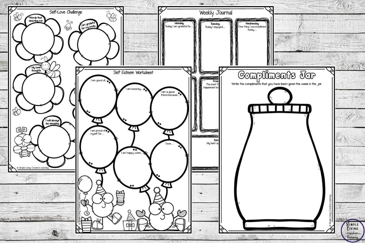 Self Esteem Activities for Kids four pages