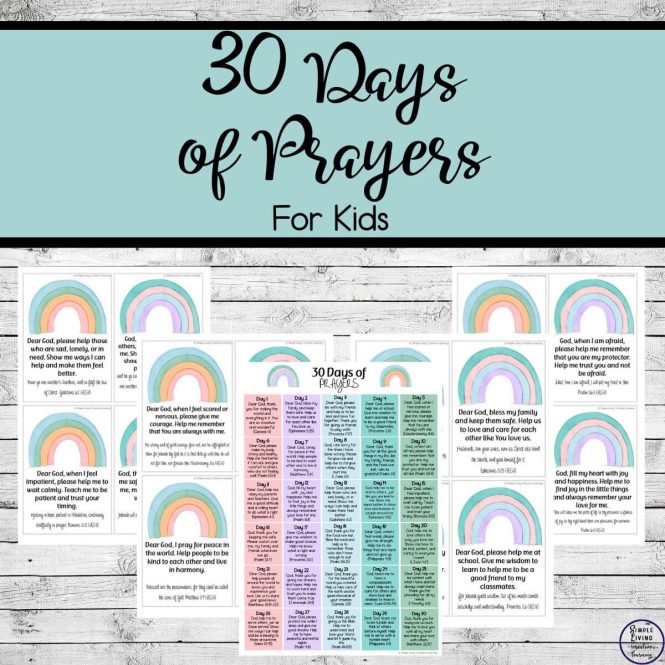 30 Days of Prayers for Kids five pages