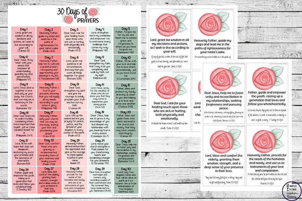 30 Days of Prayers for Teens and Adults three pages