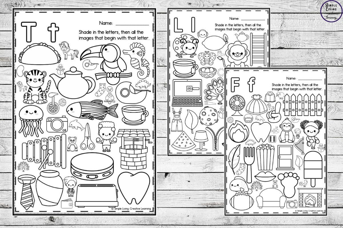 Alphabet Colouring Pages three pages