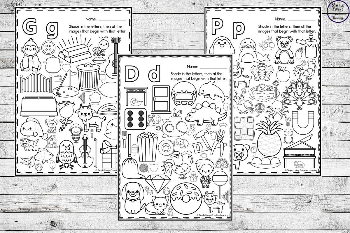Alphabet Colouring Pages three different pages