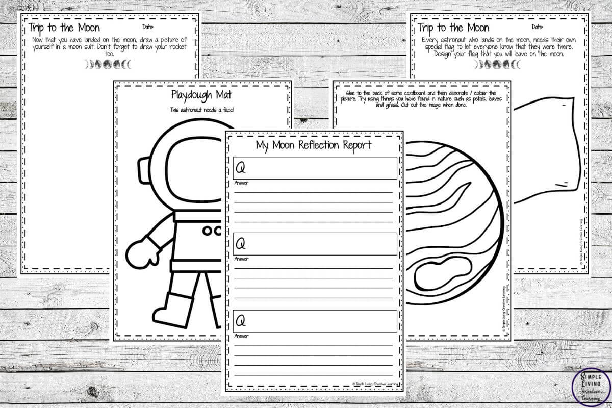 Moon Observation Journal five activity pages