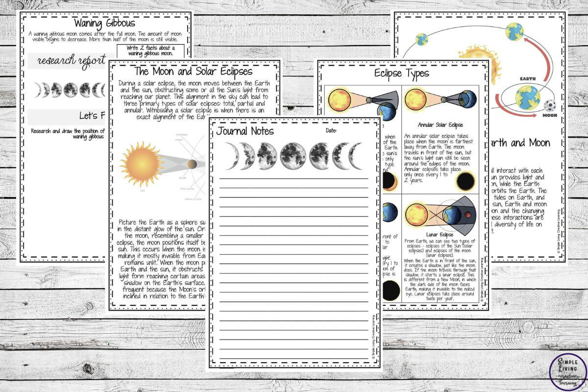 Moon Observation Journal five more activity pages