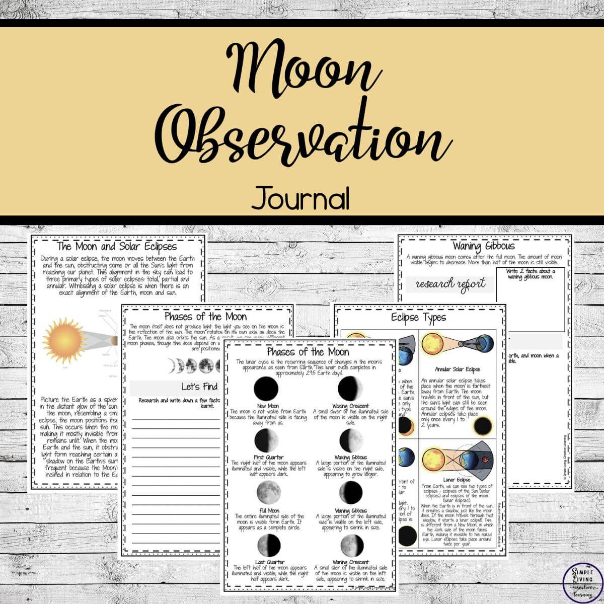 Moon Observation Journal five pages
