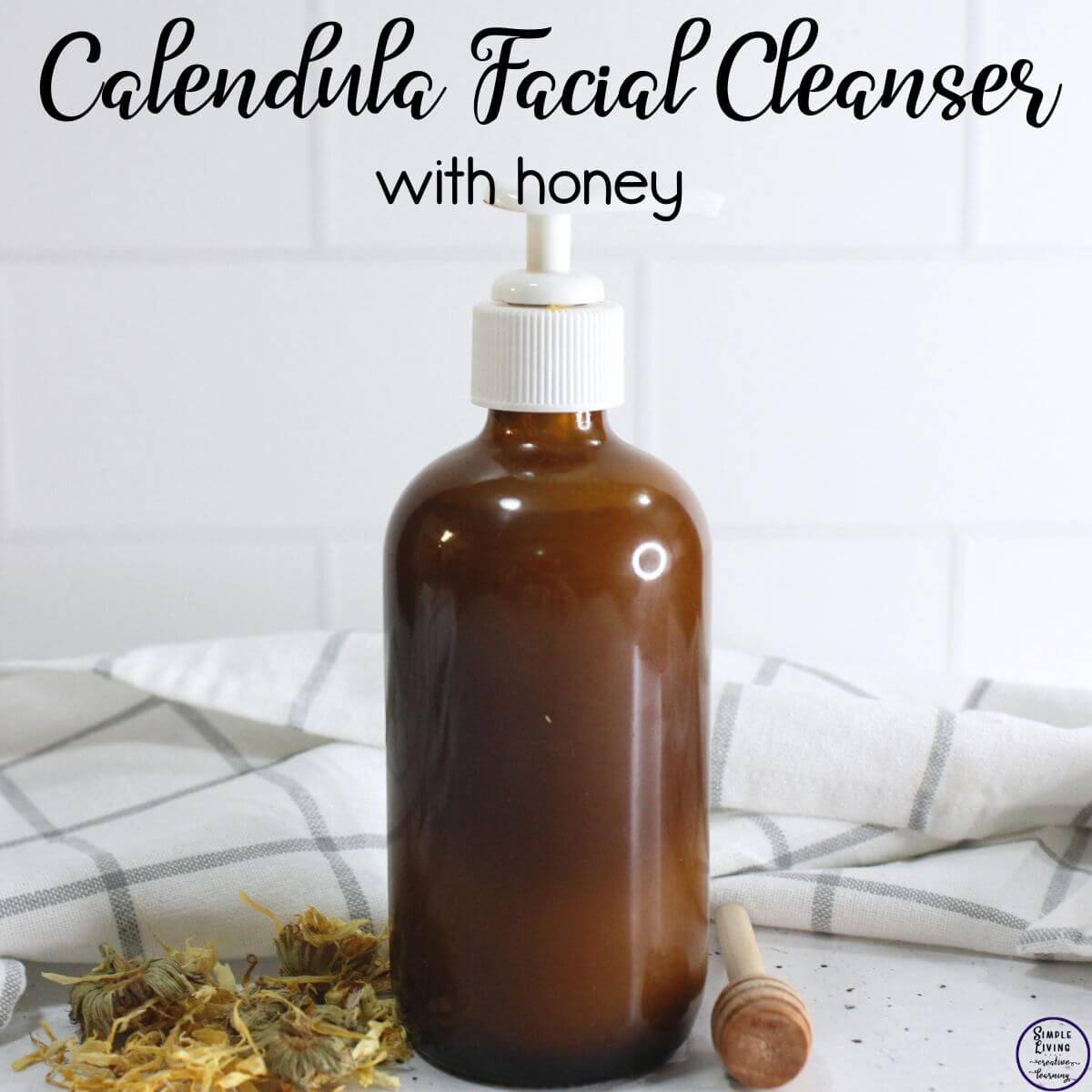 Calendula Facial Cleanser with Honey in an amber pump bottle