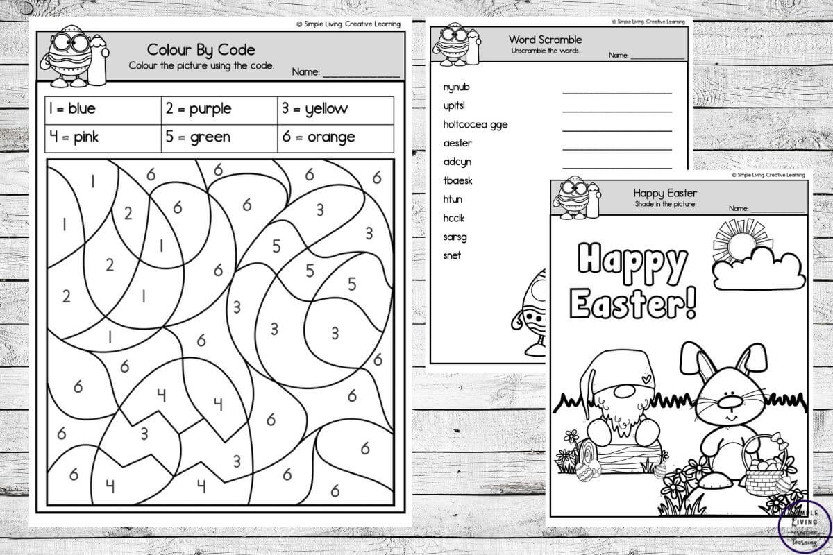 Easter Activity Worksheets three pages