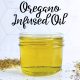 Homemade Oregano Infused Oil in a glass jar
