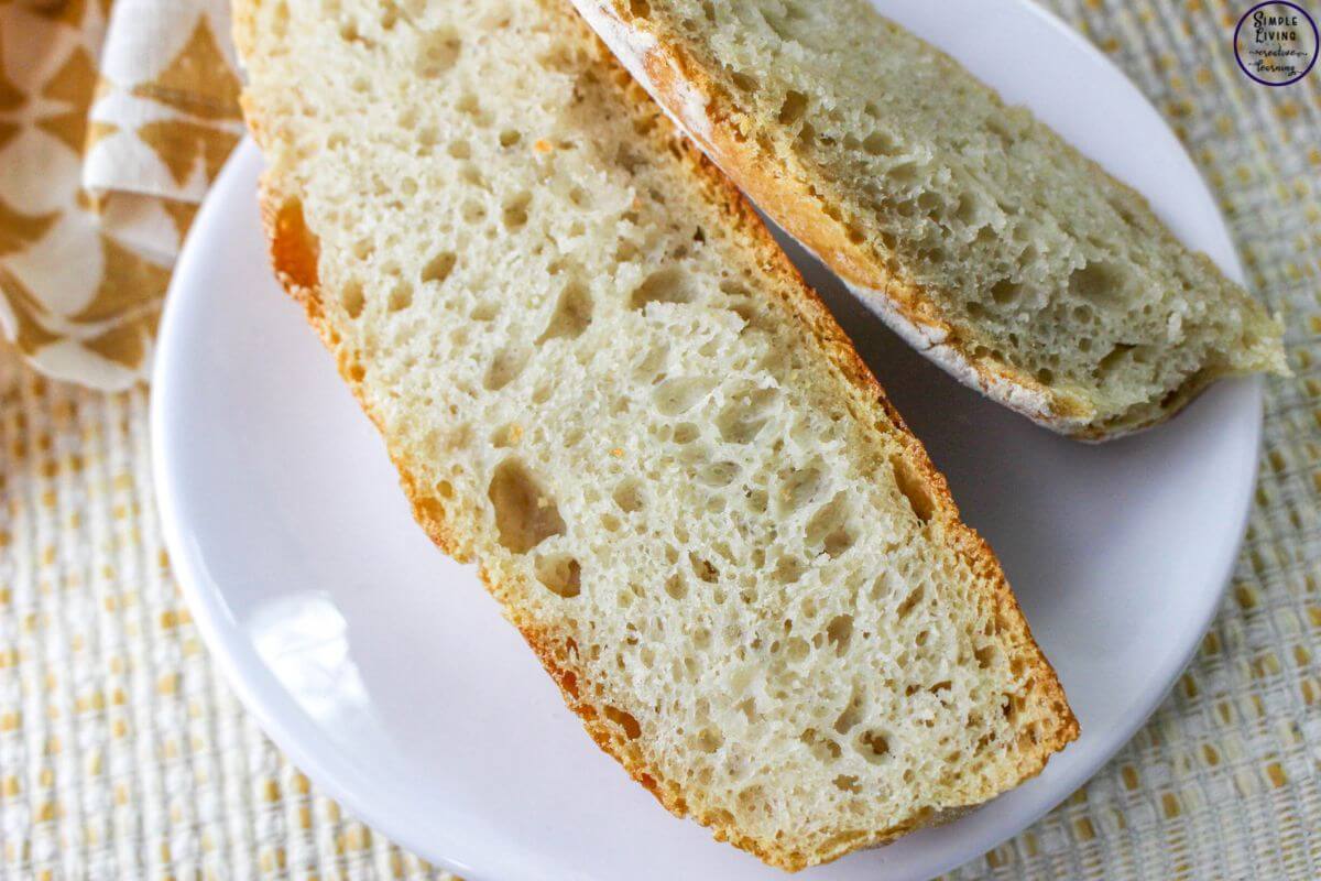 No-Knead Dutch Oven Bread two slices up close